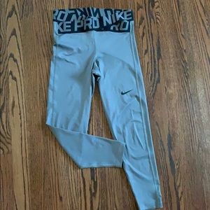 Grey Cropped Nike Pro Athletic Pant
